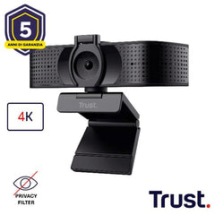 WEBCAM ULTRA HD 4K 3480X2160- FILTRO PRIVACY - TRUST TEZA - NERO