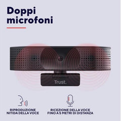WEBCAM ULTRA HD 4K 3480X2160- FILTRO PRIVACY - TRUST TEZA - NERO