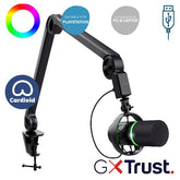 MICROFONO GAMING CABLATO USB 1,8M PROFESSIONALE ILLUMINATO CON BRACCIO, INGRESSO JACK 3,5MM PER STUDIO DI REGISTRAZIONE - TRUST GXT255+ ONYX - NERO