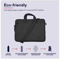 BORSA LAPTOP/NOTEBOOK FINO A 16" ECO - REALIZZATA CON PET RICICLATO - TRUST BOLOGNA NERO