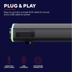SOUNDBAR GAMING SPEAKERS 12W PICCO (6W RMS) ILLUMINATA RGB - TRUST GXT620 AXON - NERO
