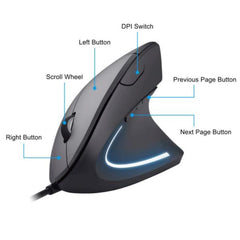 EQUIP - MOUSE OTTICO VERTICALE ERGONOMICO, 3600 DPI,