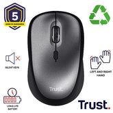 MOUSE WIRELESS SILENZIOSO - 1600DPI - PLASTICA RICICLATA 83% - DURATA BATTERIA 12 MESI - TRUST YVI+ NERO