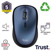 MOUSE WIRELESS SILENZIOSO - 1600DPI - PLASTICA RICICLATA 83% - DURATA BATTERIA 12 MESI - TRUST YVI+ BLU