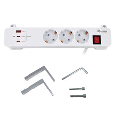 EQUIP - MULTIPRESA a morsetto a 3 uscite con 3 USB (2C + 1A)
