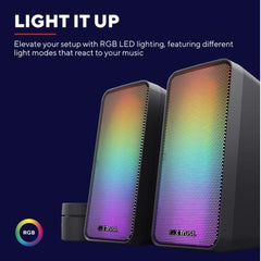 SET GAMING ALTOPARLANTI SPEAKERS 2.0 12W PICCO (6W RMS) ILLUMINATI LED RGB CON TELECOMANDO - TRUST GXT611 WEZZ