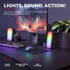 SET GAMING ALTOPARLANTI SPEAKERS 2.0 12W PICCO (6W RMS) ILLUMINATI LED RGB CON TELECOMANDO - TRUST GXT611 WEZZ