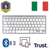 TASTIERA WIRELESS BLUETOOTH MULTICONNECT 3 BT - LAYOUT ITALIANO - TRUST BASICS - ARGENTO/BIANCO
