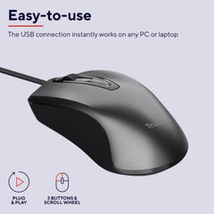 MOUSE CABLATO 170CM - 1200 DPI - TRUST NERO