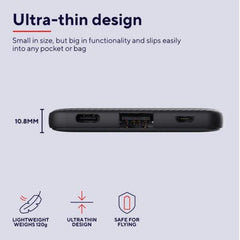 POWER BANK 5.000MAH - 1 USB-A 12W + 1 MICRO-USB + 1USB-C 15W - PLASTICA RICICLATA 50% - TRUST PRIMO POWERBANK - NERO