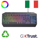 TASTIERA GAMING CABLATA RGB - PLASTICA RICICLATA 78% - LAYOUT ITALIANO - TRUST GXT 836 EVOCX - NERO