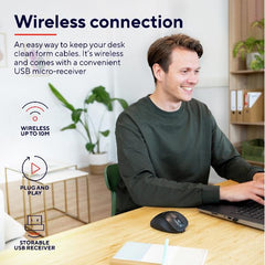 MOUSE ERGONOMICO WIRELESS RICARICABILE - 5000DPI - PLASTICA RICICLATA 50% - TRUST FYDA - NERO