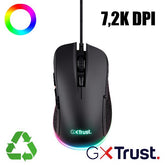 MOUSE GAMING RGB CABLATO 7.200 DPI, 6 PULSANTI PROGRAMMABILI - PLASTICA RICICLATA 68% - TRUST GXT 922 YBAR NERO