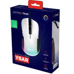 MOUSE GAMING RGB CABLATO 7.200 DPI, 6 PULSANTI PROGRAMMABILI - PLASTICA RICICLATA 68% - TRUST GXT 922 YBAR BIANCO
