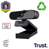 WEBCAM FULL HD 1980X1080p FILTRO PRIVACY - 85% PLASTICA RICICLATA - TRUST TW-200 - NERO