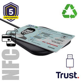 LETTORE DI SMART CARD CONTACTLESS (TIPO CARTA IDENTITA') - 85% PLASTICA RICICLATA - TRUST CETO NERO