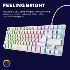TASTIERA GAMING (COMPATTA TKL) CABLATA ILLUMINATA - PLASTICA RICICLATA 69% - LAYOUT ITALIANO - TRUST GXT833W THADO TKL - BIANCO