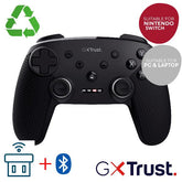 CONTROLLER GAMEPAD MULTICONNECT WIRELESS 2,4GHz + BT + CAVO PER CONSOLE E PC - PLASTICA RICICLATA 75% - TRUST GXT542 MUTA NERO