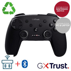 CONTROLLER GAMEPAD MULTICONNECT WIRELESS 2,4GHz + BT + CAVO PER CONSOLE E PC - PLASTICA RICICLATA 75% - TRUST GXT542 MUTA NERO
