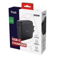 ALIMENTATORE/CARICABATTERIA 100W USB-C - CAVO RICARICA INCLUSO - PLASTICA RICICLATA 75% - TRUST MAXO - NERO