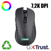 MOUSE GAMING RGB WIRELESS RICARICABILE 7.200DPI - PLASTICA RICICLATA 69% - AUTONOMIA 50h - 6 PULSANTI PROGRAMMABILI - TRUST GXT923 YBAR NERO