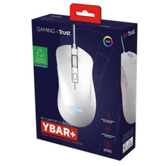 MOUSE GAMING RGB CABLATO 25.600 DPI ACELLERAZIONE 50G POLLING 1.000HZ - 6 PULSANTI PROGRAMMABILI - PLASTICA RICICLATA 50% - TRUST GXT924W YBAR+ BIANCO