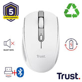 MOUSE WIRELESS RICARICABILE MULTICONNECT BT + WL 2,4GHZ SILENZIOSO - 3200DPI - PLASTICA RICICLATA 60% - TRUST OZAA COMPACT - BIANCO