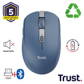 MOUSE WIRELESS RICARICABILE MULTICONNECT BT + WL 2,4GHZ SILENZIOSO - 3200DPI - PLASTICA RICICLATA 60% - TRUST OZAA COMPACT - BLU