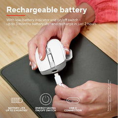MOUSE WIRELESS RICARICABILE MULTICONNECT BT + WL 2,4GHZ SILENZIOSO - SCROLL ORIZZONTALE - 3200DPI - PLASTICA RICICLATA 60% - TRUST OZAA+ BIANCO