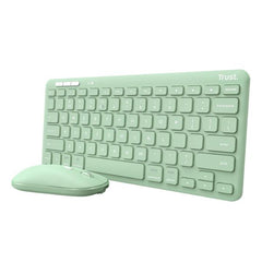 KIT DESK SET TASTIERA E MOUSE WIRELESS RICARICABILI MULTICONNECT 2 BT + 1 WL 2,4GHZ - PLASTICA RICICLATA 51% - LAYOUT ITALIANO - TRUST LYRA VERDE