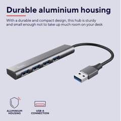 HUB USB A 3.2 CON 4 PORTE USB-A 3.2 - TRUST HALYX - ALLUMINIO