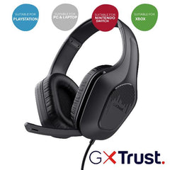CUFFIE GAMING CABLATE JACK 3,5MM MULTIPIATTAFORMA, DRIVER 50MM - TRUST GXT415 ZIROX - NERO
