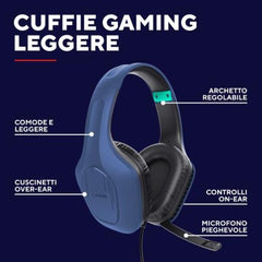 CUFFIE GAMING CABLATE JACK 3,5MM MULTIPIATTAFORMA, DRIVER 50MM - TRUST GXT415B ZIROX - BLU