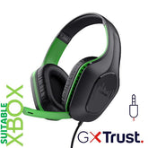 CUFFIE GAMING CABLATE JACK 3,5MM XBOX® COMPATIBILE, DRIVER 50MM -TRUST GXT415X ZIROX - NERO/VERDE
