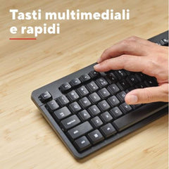 TASTIERA WIRELESS SILENZIOSA RESISTENTE AGLI SVERSAMENTI - LAYOUT ITALIANO - TRUST ODY II - NERO