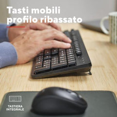 KIT DESK SET TASTIERA E MOUSE WIRELESS SILENZIOSI RESISTENTE AGLI SVERSAMENTI - LAYOUT ITALIANO - TRUST ODI II NERO