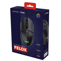 MOUSE GAMING ILLUMINATO CABLATO 6.400DPI ACELLERAZIONE 20G - TRUST GXT109 FELOX NERO