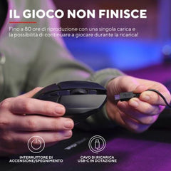 MOUSE GAMING RGB WIRELESS RICARICABILE 4.800DPI - TRUST GXT110 FELOX NERO