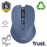 MOUSE WIRELESS SILENZIOSO - 1800DPI - PLASTICA RICICLATA 82% - TRUST MYDO - BLU