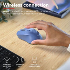 MOUSE WIRELESS SILENZIOSO - 1800DPI - PLASTICA RICICLATA 82% - TRUST MYDO - BLU