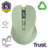 MOUSE WIRELESS SILENZIOSO - 1800DPI - PLASTICA RICICLATA 82% - TRUST MYDO - VERDE