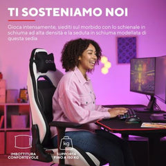 SEDIA GAMING REALIZZATA CON MATERIALI SOSTENIBILI - TRUST GXT 714W RUYA NERO/BIANCO