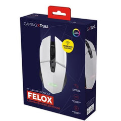 MOUSE GAMING ILLUMINATO CABLATO 6.400DPI ACELLERAZIONE 20G - TRUST GXT109W FELOX BIANCO