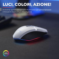 MOUSE GAMING ILLUMINATO CABLATO 6.400DPI ACELLERAZIONE 20G - TRUST GXT109W FELOX BIANCO