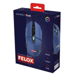 MOUSE GAMING ILLUMINATO CABLATO 6.400DPI ACELLERAZIONE 20G - TRUST GXT109B FELOX BLU