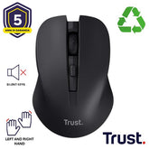 MOUSE WIRELESS SILENZIOSO - 1800DPI - PLASTICA RICICLATA 82% - TRUST MYDO - NERO
