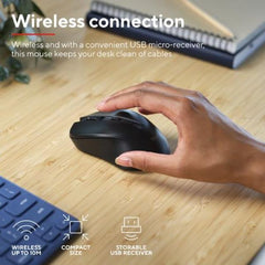 MOUSE WIRELESS SILENZIOSO - 1800DPI - PLASTICA RICICLATA 82% - TRUST MYDO - NERO