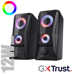 SET GAMING ALTOPARLANTI SPEAKERS 2.0 12W PICCO (6W RMS) ILLUMINATI LED RGB - TRUST GXT 606 JAVV RGB