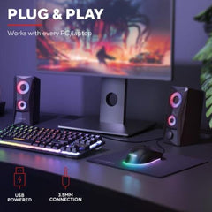 SET GAMING ALTOPARLANTI SPEAKERS 2.0 12W PICCO (6W RMS) ILLUMINATI LED RGB - TRUST GXT 606 JAVV RGB