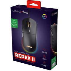 MOUSE GAMING RGB CABLATO ULTRA LEGGERO 10.000DPI - PLASTICA RICICLATA 55% - TRUST GXT 925 REDEX II - NERO